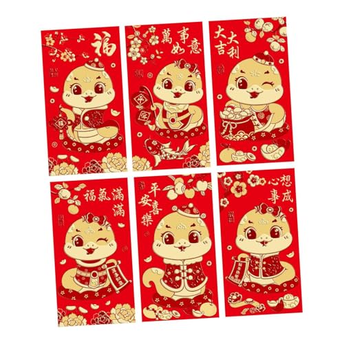 6 Rote Umschläge für Das Chinesische Neujahr 2025, Geschenktüten für Das Schlangenjahr, Hong Bao Dekoration für Feiern, Style F 6 Rote Umschläge für Das Chinesische Neujahr 2025, Geschenktüten für Das Schlangenjahr, Hong Bao Dekoration für Feiern, Style F von MERIGLARE
