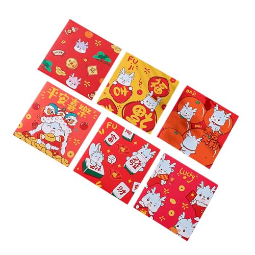 6 Stück rote Umschläge zum chinesischen Neujahr, Glücksgeld-Umschläge, rote Taschen für Kinder, Stil c von MERIGLARE