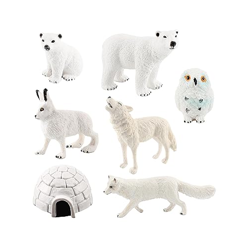 7X Arktisches Tiermodell, Handgefertigte Miniaturen für Spielhausdekoration, Geburtstag von MERIGLARE
