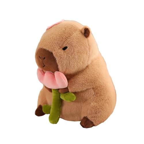Capybara Plüschtiere, Auto, dekorative Valentinstagsgeschenke, Stofftier für Erwachsene und Teenager, Blüte 30cm von MERIGLARE