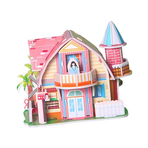 DIY 3D Puzzle Happy House Castle Gebäude Modell Bauspielzeug für Dekoration Home Decor Jungen Mädchen, B von MERIGLARE