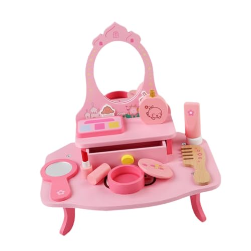 Hölzernes Make-up-Set, Rollenspiel-Spielzeug, Frisierkommode, Spielzeug, Rollenspiel, Schminktisch, Kosmetikset, für kleine Mädchen Hölzernes Make-up-Set, Rollenspiel-Spielzeug, Frisierkommode, Spielzeug, Rollenspiel, Schminktisch, Kosmetikset, für kleine Mädchen von MERIGLARE