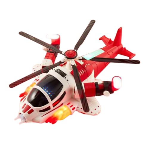 Hubschrauberflugzeug mit Lichtern Und Musik, Simulationsmodellflugzeuge, Flugzeugspielzeug, Flugzeugspielzeug für Kleinkinder, Jungen Und Mädchen, Rot von MERIGLARE