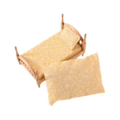 MERIGLARE 1:12 Puppenhausbett, Holzmodell, Zubehör für Spielszene, Schlafzimmermöbel für Miniaturspielzeug, Holzfarbe MERIGLARE 1:12 Puppenhausbett, Holzmodell, Zubehör für Spielszene, Schlafzimmermöbel für Miniaturspielzeug, Holzfarbe von MERIGLARE