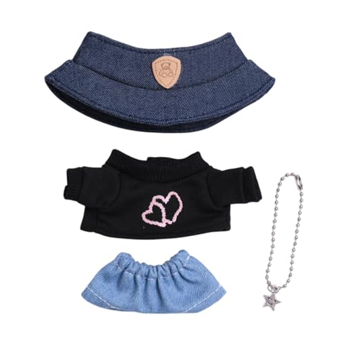 MERIGLARE 4 Teiliges Set für Puppen mit T Shirt, Jeans, Halskette Und Mütze für 15/17 cm Puppen, Schwarz Und Herz MERIGLARE 4 Teiliges Set für Puppen mit T Shirt, Jeans, Halskette Und Mütze für 15/17 cm Puppen, Schwarz Und Herz von MERIGLARE
