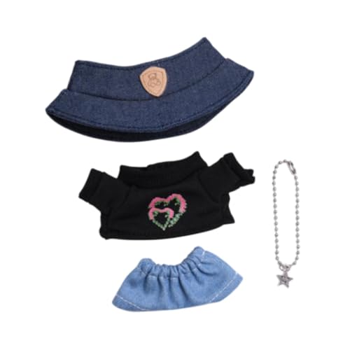 MERIGLARE 4 Teiliges Set für Puppen mit T Shirt, Jeans, Halskette Und Mütze für 15/17 cm Puppen, Schwarzes Und Grünes Blatt MERIGLARE 4 Teiliges Set für Puppen mit T Shirt, Jeans, Halskette Und Mütze für 15/17 cm Puppen, Schwarzes Und Grünes Blatt von MERIGLARE