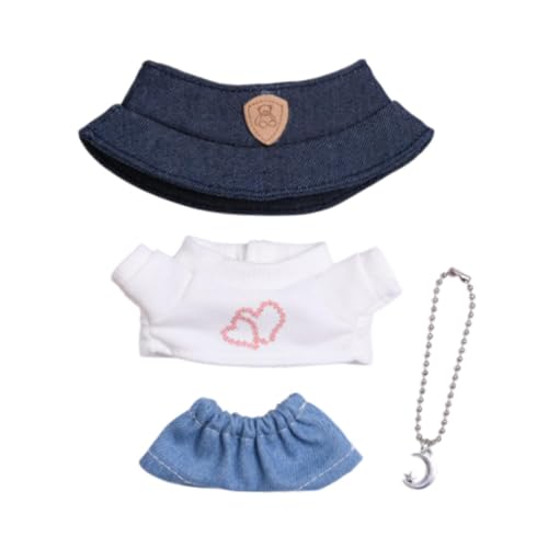 MERIGLARE 4 Teiliges Set für Puppen mit T Shirt, Jeans, Halskette Und Mütze für 15/17 cm Puppen, Weiß Und Herz MERIGLARE 4 Teiliges Set für Puppen mit T Shirt, Jeans, Halskette Und Mütze für 15/17 cm Puppen, Weiß Und Herz von MERIGLARE