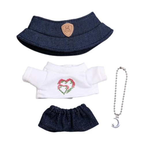 MERIGLARE 4 Teiliges Set für Puppen mit T Shirt, Jeans, Halskette Und Mütze für 15/17 cm Puppen, Weißes Und Grünes Blatt MERIGLARE 4 Teiliges Set für Puppen mit T Shirt, Jeans, Halskette Und Mütze für 15/17 cm Puppen, Weißes Und Grünes Blatt von MERIGLARE