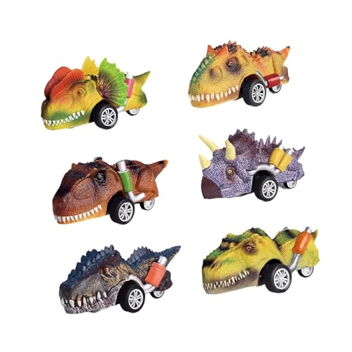 MERIGLARE 6 Stück Zurückziehbare Dinosaurier Autos, Dinosaurier Spielzeugautos Als Geburtstagsgeschenk für Jungen Und Mädchen von MERIGLARE