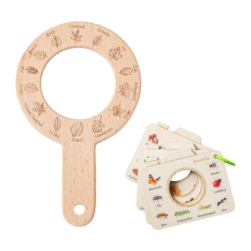 MERIGLARE Kinder Holz Lernspielzeug mit Lupe Praktisches Geburtstagsgeschenk Entwicklungsspielzeug, Runden von MERIGLARE