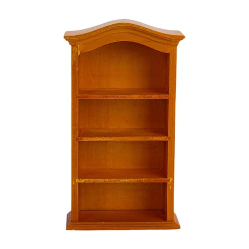 MERIGLARE Miniatur-Puppenhaus-Bücherregalmöbel, Puppenhauszubehör im Maßstab 1:12 1:6, vierstöckiges Bücherregal, Spielzeug-Minischrank, Gelb von MERIGLARE