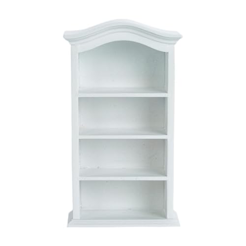 MERIGLARE Miniatur-Puppenhaus-Bücherregalmöbel, Puppenhauszubehör im Maßstab 1:12 1:6, vierstöckiges Bücherregal, Spielzeug-Minischrank, Weiß von MERIGLARE