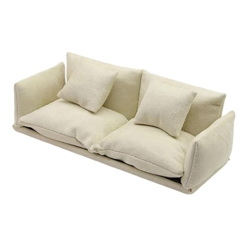MERIGLARE Miniatur Sofa Miniatur Spielzeug Modell Beflockte Möbel Puppenhaus Couch DIY Szene, Beige von MERIGLARE