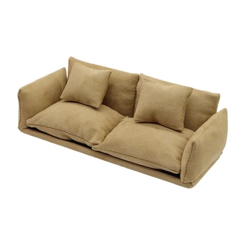 MERIGLARE Miniatur Sofa Miniatur Spielzeug Modell Beflockte Möbel Puppenhaus Couch DIY Szene, Khaki von MERIGLARE