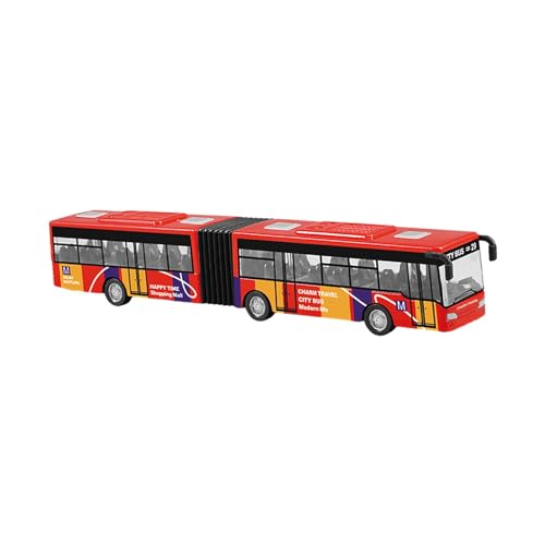 Simulation Eines Transitbusmodells, Rückziehbus Aus Legierung, Sammlung von Partygeschenken, Zweiteiliges Gelenkbusspielzeug für Rollenspiele, Rot von MERIGLARE