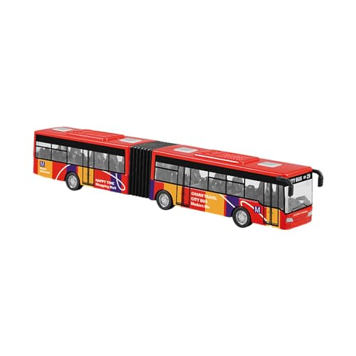 Simulation Eines Transitbusmodells, Rückziehbus Aus Legierung, Sammlung von Partygeschenken, Zweiteiliges Gelenkbusspielzeug für Rollenspiele, Rot von MERIGLARE