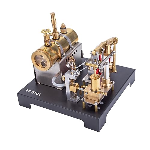 MERK Beam Steam Engine Modell, Retrol DIY Vollmetall Dampfmaschine Bausatz mit Horizontal Kessel & Zentrifugal Flyball Regler (84 Teile) von MERK