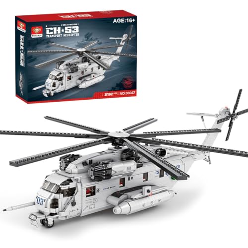 MERK Technik Militär Flugzeug Bausteine, MOC-127265 CH-53E Super Stallion Helicopter Modell, 2192 Teile MOC Klemmbausteine Hubschrauber Bausatz Kompatibel mit Lego von MERK
