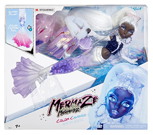 Mermaze Mermaidz Winter Waves - CRYSTABELLA - Meerjungfrauen-Puppe, Flosse mit Farbwechsel, Schwanz mit Glitzerfüllung und Accessoires - Für Kinder und Sammler ab 4 Jahren von MERMAZE MERMAIDZ