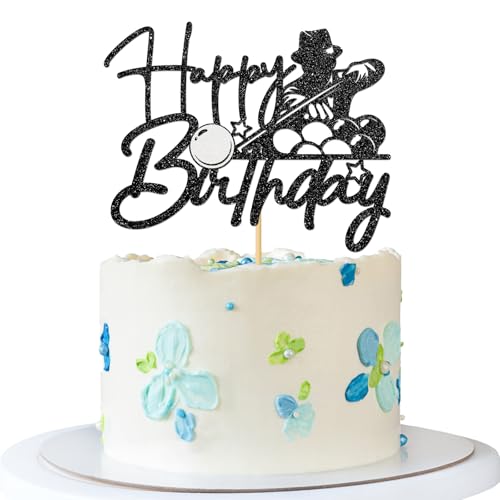 Billard Snooker Happy Birthday Tortenaufsatz – Sportthema Spiel Kuchen Zubehör – Junge Mädchen Kinder Erwachsene Geburtstag Snooker Spiel Party Dekorationen – Schwarzer Glitzer Billard Snooker Happy Birthday Tortenaufsatz – Sportthema Spiel Kuchen Zubehör – Junge Mädchen Kinder Erwachsene Geburtstag Snooker Spiel Party Dekorationen – Schwarzer Glitzer von MERRSHIN