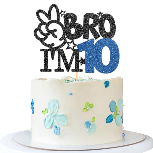 Bro I'm 10 Tortenaufsatz – Tortenaufsatz zum 10. Geburtstag – Ten Years Old – Big Brother 10. Geburtstag Party Dekoration – Schwarz Blau Glitzer Bro I'm 10 Tortenaufsatz – Tortenaufsatz zum 10. Geburtstag – Ten Years Old – Big Brother 10. Geburtstag Party Dekoration – Schwarz Blau Glitzer von MERRSHIN