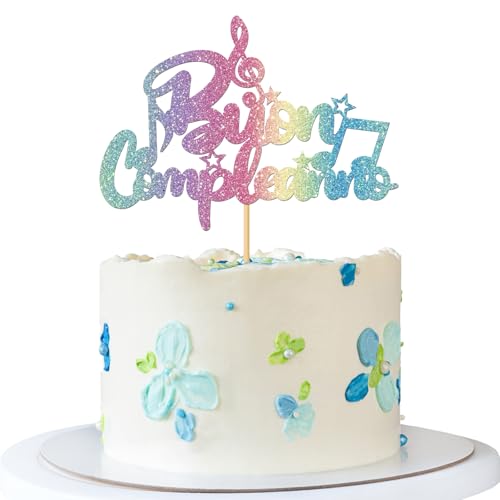 Buon Compleanno Tortenaufsatz – Italienisches Thema Geburtstagstorte Zubehör – Happy Birthday Party Dekorationen – Regenbogen-Glitzer Buon Compleanno Tortenaufsatz – Italienisches Thema Geburtstagstorte Zubehör – Happy Birthday Party Dekorationen – Regenbogen-Glitzer von MERRSHIN