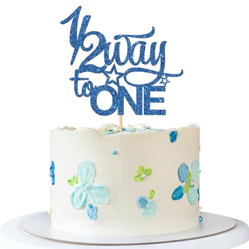 Tortenaufsatz, 1/2 Weg zu einem, halbes Jahr altes Geburtstagsparty-Kuchenzubehör – Babyparty – Junge Mädchen Geburtstagsparty-Dekoration – blauer Glitzer Tortenaufsatz, 1/2 Weg zu einem, halbes Jahr altes Geburtstagsparty-Kuchenzubehör – Babyparty – Junge Mädchen Geburtstagsparty-Dekoration – blauer Glitzer von MERRSHIN