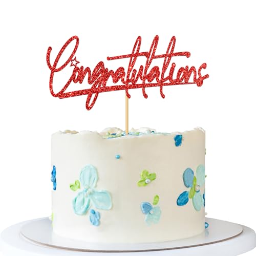 Tortenaufsatz mit Aufschrift "Congratulations", glitzernd, Rot Tortenaufsatz mit Aufschrift "Congratulations", glitzernd, Rot von MERRSHIN