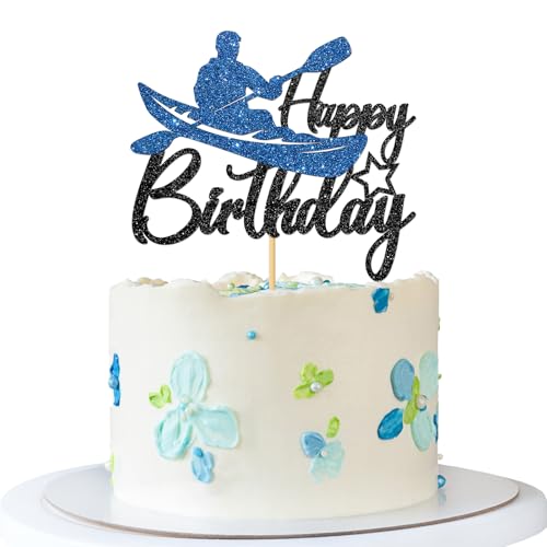 Tortenaufsatz mit Rudermotiv "Happy Birthday", Sportmotive, Ruderbegeisterte, Kuchenzubehör für Jungen, Mädchen, Kinder, Erwachsene, Geburtstag, Sport, Rudern, Party-Dekorationen, schwarz-blauer Tortenaufsatz mit Rudermotiv "Happy Birthday", Sportmotive, Ruderbegeisterte, Kuchenzubehör für Jungen, Mädchen, Kinder, Erwachsene, Geburtstag, Sport, Rudern, Party-Dekorationen, schwarz-blauer von MERRSHIN