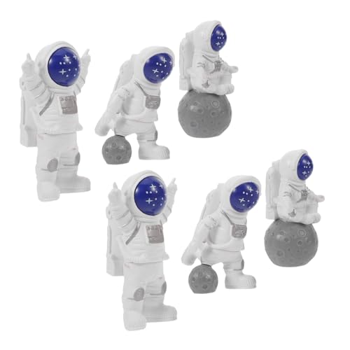 MERRYHAPY 6 Stück Astronaut Resin Figuren Mini Weltraum Deko Kuchen Topper für Kindergeburtstag Shower Tischdekoration Detailreich Farbenfroh Wiederverwendbar von MERRYHAPY