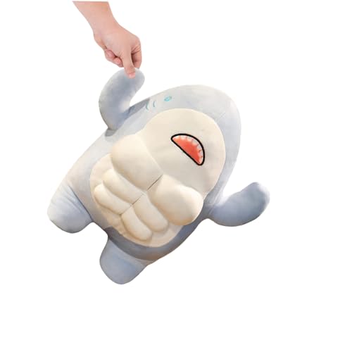 MERRYHAPY Adorable Muskulöser Hai Kuscheltier Plüschtier Weiches Schlafkissen Für Mädchen Jungen Wohnzimmer Dekoratives Stofftier von MERRYHAPY