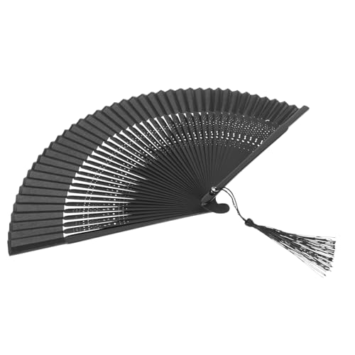 MERRYHAPY Faltbarer Chinesischer Handfächer mit S Förmigem Hohlschnitt Leichter Tanzfächer mit Quaste Geräuschloser Windventilator für Party Fotografie und Sommergebrauch Tragbar Elegant von MERRYHAPY
