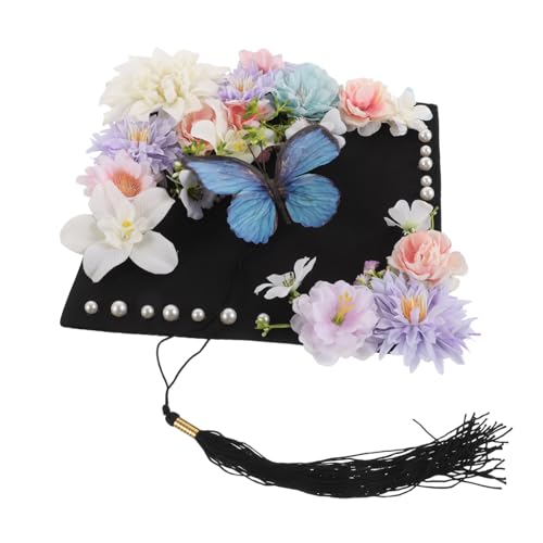 MERRYHAPY Graduationshut für Erwachsene mit Quaste Schmetterling Blumen Design Quadratische Akademische Mütze für Uni und Masterabschluss als Partydeko und Foto Requisite MERRYHAPY Graduationshut für Erwachsene mit Quaste Schmetterling Blumen Design Quadratische Akademische Mütze für Uni und Masterabschluss als Partydeko und Foto Requisite von MERRYHAPY
