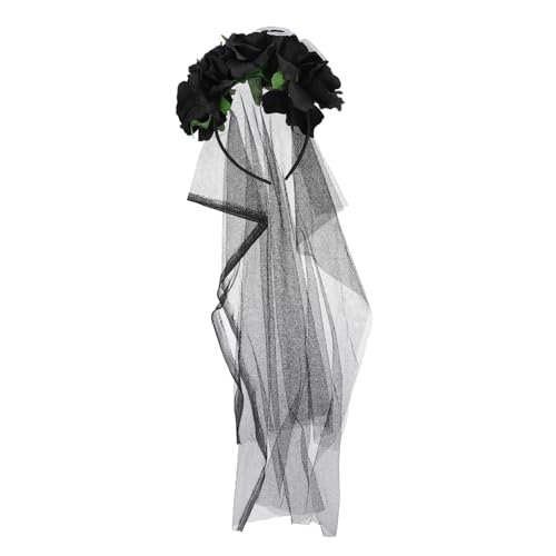 MERRYHAPY Halloween Spinnen Haarreif mit Schwarzem Netzschleier und Realistischer Rosenblume Stilvolles Cosplay Haarschmuck Accessoire für Halloween Partys und Kostümierungen von MERRYHAPY