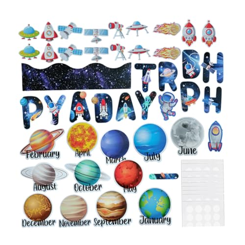 MERRYHAPY Teiliges Weltraum Papier Ausschnitte für Pinnwand Zarte Kindergarten Dekoration Sichere Bastelpapier Buchstaben und Motive für Klassenzimmer DIY Party und Wandgestaltung von MERRYHAPY