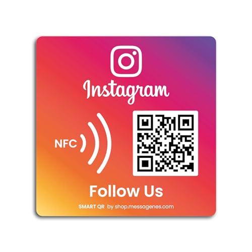 MESSAGENES | Aufkleber Folgen Sie uns Instagram mit Smart QR - NFC | 1 Quadratische Einheit | Schilder Bewertung NFC und QR Code | QR immer wieder verwendbar | Ideal für Schaufenster, Wand MESSAGENES | Aufkleber Folgen Sie uns Instagram mit Smart QR - NFC | 1 Quadratische Einheit | Schilder Bewertung NFC und QR Code | QR immer wieder verwendbar | Ideal für Schaufenster, Wand von MESSAGENES