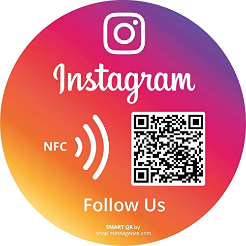 MESSAGENES | Aufkleber Folgen Sie uns Instagram mit Smart QR - NFC | 1 Runde Einheit | Schilder Bewertung NFC und QR Code | QR immer wieder verwendbar | Ideal für Schaufenster, Wand MESSAGENES | Aufkleber Folgen Sie uns Instagram mit Smart QR - NFC | 1 Runde Einheit | Schilder Bewertung NFC und QR Code | QR immer wieder verwendbar | Ideal für Schaufenster, Wand von MESSAGENES