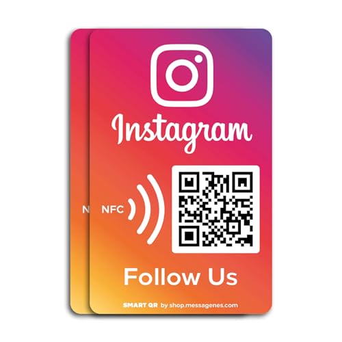 MESSAGENES | Instagram Aufkleber mit QR - NFC | Packung mit 2 Einheiten Kartengröße | Erhöhen Sie Anhänger auf 1 Klick | für Unternehmen und Handel | QR's wiederverwendbar | für Wand, Fenster MESSAGENES | Instagram Aufkleber mit QR - NFC | Packung mit 2 Einheiten Kartengröße | Erhöhen Sie Anhänger auf 1 Klick | für Unternehmen und Handel | QR's wiederverwendbar | für Wand, Fenster von MESSAGENES