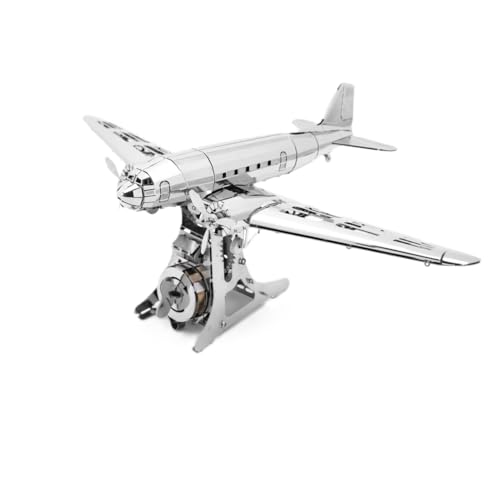 Douglas DC-3-Modell, 3D-Flugzeugmodell aus Metall, mechanischer Bausatz, einzigartiger Aufziehmechanismus, DIY-Konstruktion aus Edelstahl mit Werkzeugkasten – 146 Teile. von METAL-TIME