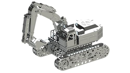 METAL-TIME TIRELESS BAGGER-BAGGER, Baggermodell, hydraulisches Baggermodell aus Metall, 3D-Puzzle-Bauhandwerk, Sammelfigur, DIY-Konstruktion aus Edelstahl mit Werkzeugkasten, 100 Teile. von METAL-TIME