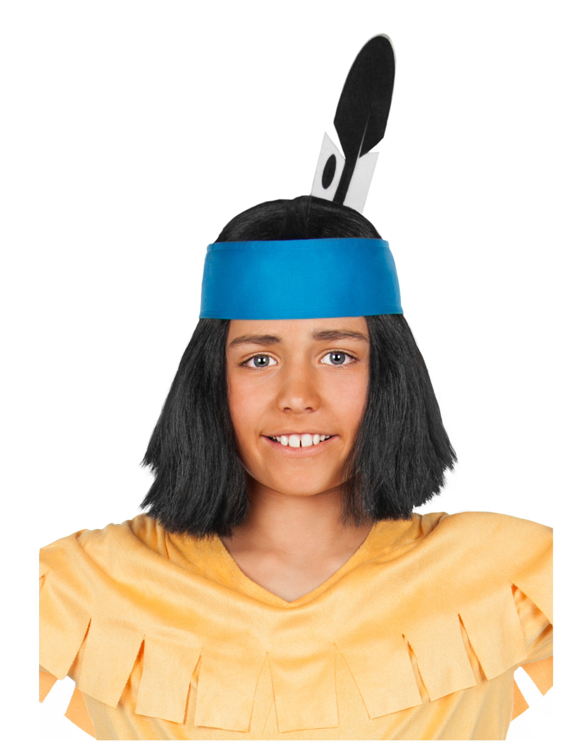 Yakari-Indianerperücke mit Kopfband Lizenzartikel schwarz-blau von METAMORPH GmbH