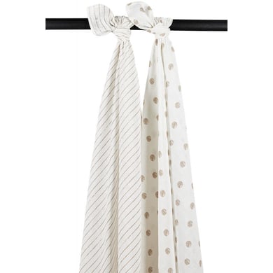 MEYCO Musselin Swaddle 2er-pack Dot Stripe Sand von Meyco