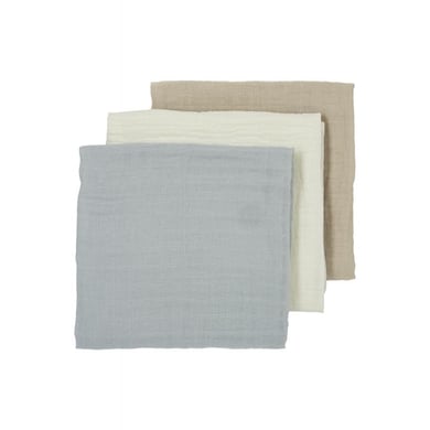 MEYCO Musslin Mullwindeln 3er-Pack Uni Offwhite/Light Grey/Sand von Meyco