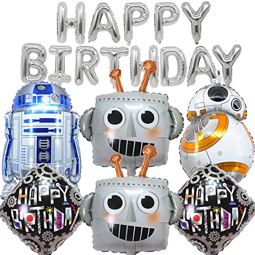 MEZHEN Geburtstag Deko Roboter Folienballon Geburtstagsparty Deko Ballons Roboter Luftballon Girlande Happy Birthday Banner Kindergeburtstag Geburtstagsdeko MEZHEN Geburtstag Deko Roboter Folienballon Geburtstagsparty Deko Ballons Roboter Luftballon Girlande Happy Birthday Banner Kindergeburtstag Geburtstagsdeko von MEZHEN