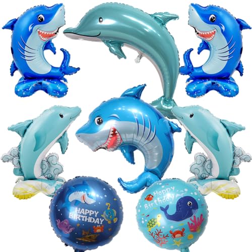 MEZHEN Hai Folienballon Shark Geburtstagsdeko Ballon Delfin Luftballon Folie Kindergeburtstag Deko Geburtstag Luftballons Helium Blau Meerestier Themenparty Geburtstagsfeier Stehend Ballons 8 Stück MEZHEN Hai Folienballon Shark Geburtstagsdeko Ballon Delfin Luftballon Folie Kindergeburtstag Deko Geburtstag Luftballons Helium Blau Meerestier Themenparty Geburtstagsfeier Stehend Ballons 8 Stück von MEZHEN