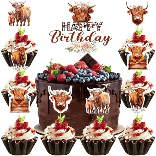 MEZHEN Highland Cow Tortendeko Geburtstag Kuchendeko Highland Cow Kindergeburtstag Tortendekoration Highland Cow Happy Birthday Cake Topper für Babyparty Kuchen Dekoration 25 Stück MEZHEN Highland Cow Tortendeko Geburtstag Kuchendeko Highland Cow Kindergeburtstag Tortendekoration Highland Cow Happy Birthday Cake Topper für Babyparty Kuchen Dekoration 25 Stück von MEZHEN