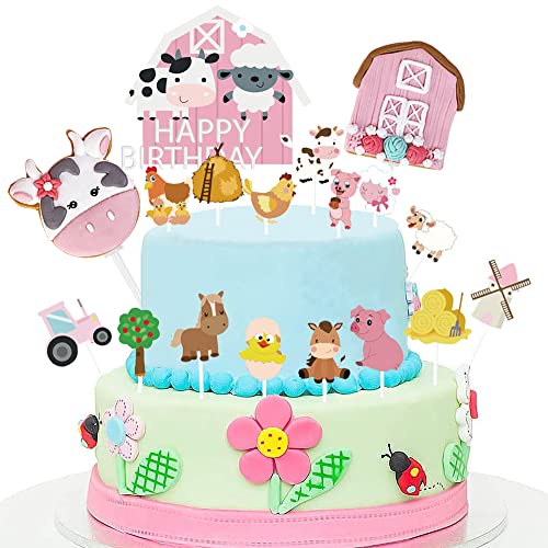 MEZHEN Kuh Tortendeko Tier Cake Toppers Bauernhof Tier Kuchen Dekoration Ländlich Party Kühe Cake Toppers Deko Baby Shower 18 Stücke von MEZHEN