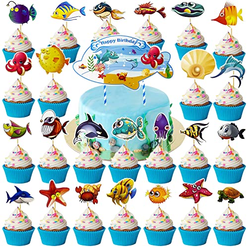 MEZHEN Meerestier Tortendeko Delfin Kuchen Deko Geburtstag Hai Kuchen Toppers Muffin Deko Torte Hippocampus Tropischer Fisch Kindergeburtstag Deko 25 Stück MEZHEN Meerestier Tortendeko Delfin Kuchen Deko Geburtstag Hai Kuchen Toppers Muffin Deko Torte Hippocampus Tropischer Fisch Kindergeburtstag Deko 25 Stück von MEZHEN