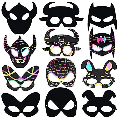 MEZHEN Kratzbilder Maske Kindermasken Halloween Maske für Superman Scratch Masken Superhelden Maske Tiermasken Partymasken Kinder Geburtstag Geschenke Weihnachten von MEZHEN