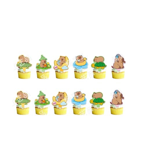 MEZHEN Tortendeko Capybara Kuchen Deko Geburtstag Cake Topper Tiere Torte Deko Kindergeburtstag Kuchendeko Muffin Happy Birthday Geburtstagsdeko Tortendekoration 49 Stück von MEZHEN